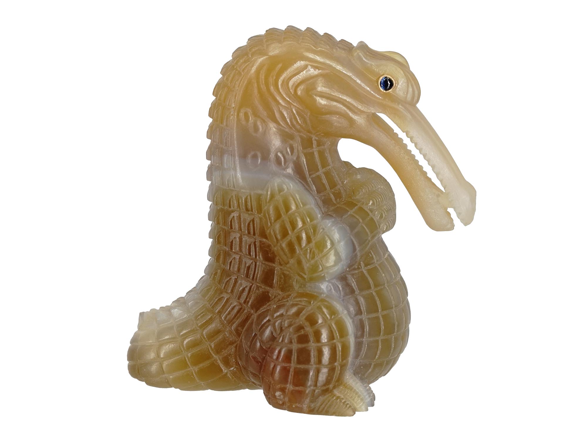 RUSSIAN HAND CARVED AGATE CROCODILE FIGURINE PIC-1